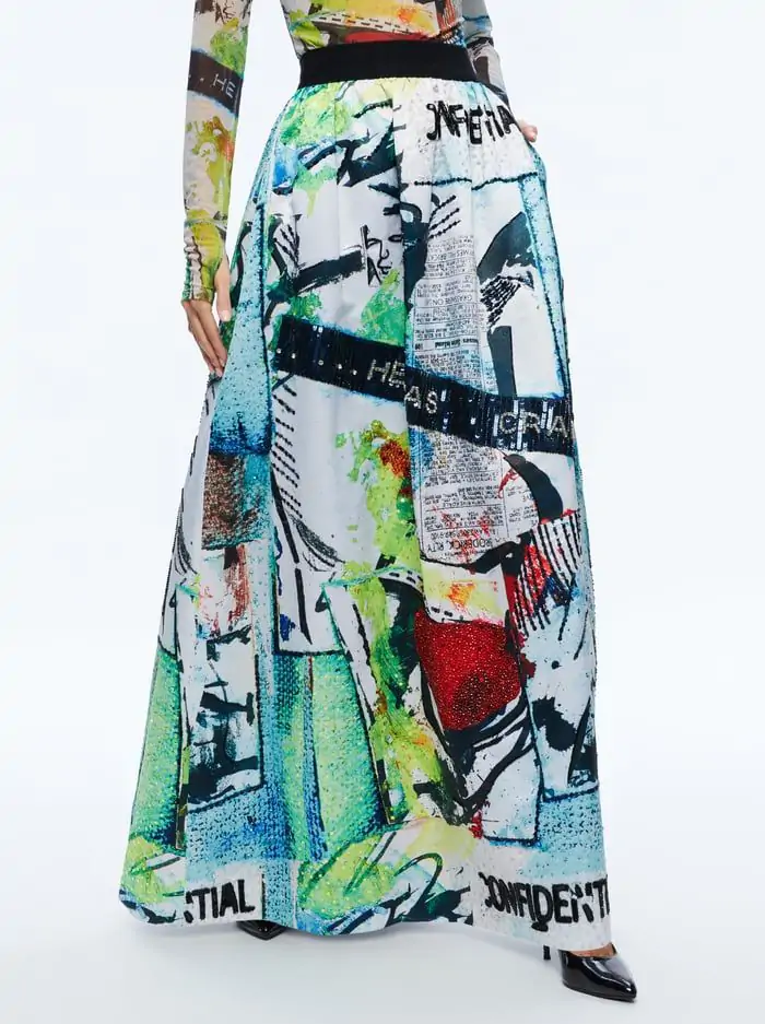 A+O X BASQUIAT TINA EMBELLISHED MAXI SKIRT